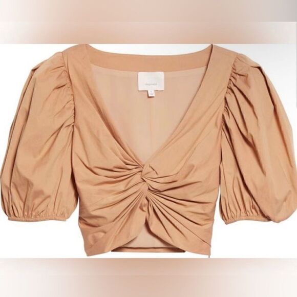 Cing a Sept NWT Vada Puff Sleeve Poplin Crop Top in Sahara Size L - Picture 3 of 11